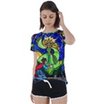 Beauty And The Beast Stained Glass Rose Short Sleeve Open Back T-Shirt