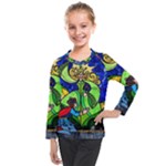 Beauty And The Beast Stained Glass Rose Kids  Long Mesh T-Shirt