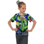 Beauty And The Beast Stained Glass Rose Kids  Mesh Piece T-Shirt