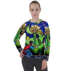 Beauty And The Beast Stained Glass Rose Women s Long Sleeve Raglan T