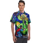 Beauty And The Beast Stained Glass Rose Men s Polo T-Shirt