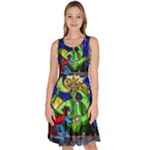 Beauty And The Beast Stained Glass Rose Knee Length Skater Dress With Pockets