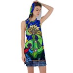 Beauty And The Beast Stained Glass Rose Racer Back Hoodie Dress