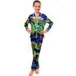 Beauty And The Beast Stained Glass Rose Kids  Satin Long Sleeve Pajamas Set