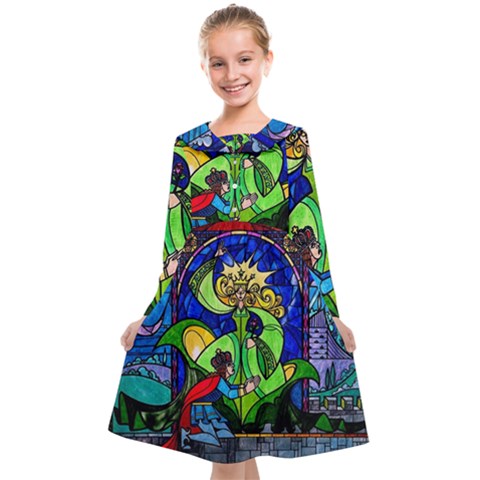 Beauty And The Beast Stained Glass Rose Kids  Midi Sailor Dress from ArtsNow.com