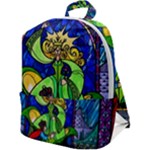 Beauty And The Beast Stained Glass Rose Zip Up Backpack
