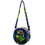 Beauty And The Beast Stained Glass Rose Crossbody Circle Bag