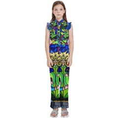 Kids  Sleeveless Ruffle Edge Band Collar Chiffon One Piece 