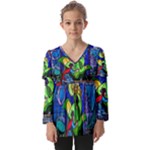 Beauty And The Beast Stained Glass Rose Kids  V Neck Casual Top