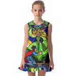 Beauty And The Beast Stained Glass Rose Kids  Pilgrim Collar Ruffle Hem Dress