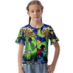 Beauty And The Beast Stained Glass Rose Kids  Cuff Sleeve Scrunch Bottom T-Shirt