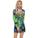 Beauty And The Beast Stained Glass Rose Long Sleeve Satin Robe