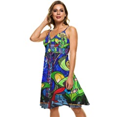 Sleeveless Tie Front Chiffon Dress 