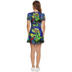 V-Neck High Waist Chiffon Mini Dress 