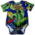 Beauty And The Beast Stained Glass Rose Baby Short Sleeve Bodysuit
