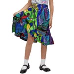 Beauty And The Beast Stained Glass Rose Kids  Ruffle Flared Wrap Midi Skirt