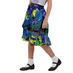 Kids  Ruffle Flared Wrap Midi Skirt 