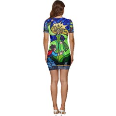 Low Cut Cap Sleeve Mini Dress 