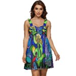 Beauty And The Beast Stained Glass Rose Ruffle Strap Babydoll Chiffon Dress