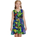 Beauty And The Beast Stained Glass Rose Kids  Sleeveless Tiered Mini Dress