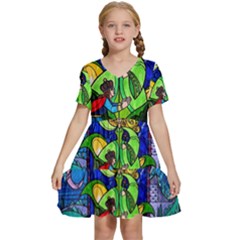 Kids  Short Sleeve Tiered Mini Dress 