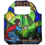 Beauty And The Beast Stained Glass Rose Foldable Grocery Recycle Bag