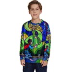 Beauty And The Beast Stained Glass Rose Kids  Crewneck Sweatshirt