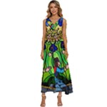 Beauty And The Beast Stained Glass Rose V-Neck Sleeveless Loose Fit Overalls