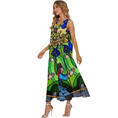 V-Neck Sleeveless Wide Leg Pants Overalls 