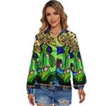 Beauty And The Beast Stained Glass Rose Women s Long Sleeve Button Up Shirt