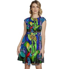 Cap Sleeve High Waist Dress 