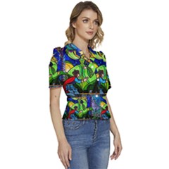 Puffed Short Sleeve Button Up Jacket 