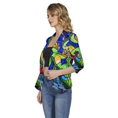 Women s 3/4 Sleeve Ruffle Edge Open Front Jacket 