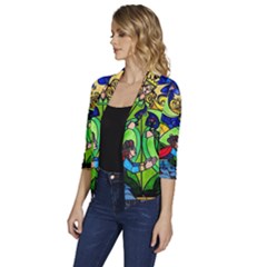 Women s Draped Front 3/4 Sleeve Shawl Collar Jacket 