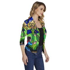 Women s Draped Front 3/4 Sleeve Shawl Collar Jacket 