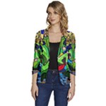 Beauty And The Beast Stained Glass Rose Women s One-Button 3/4 Sleeve Short Jacket