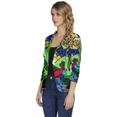 Women s One-Button 3/4 Sleeve Short Jacket 