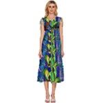 Beauty And The Beast Stained Glass Rose V-Neck Drawstring Shoulder Sleeveless Maxi Dress