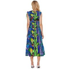 V-Neck Drawstring Shoulder Sleeveless Maxi Dress 