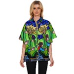 Beauty And The Beast Stained Glass Rose Women s Batwing Button Up Shirt