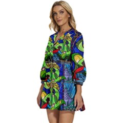 V-Neck Placket Mini Dress 