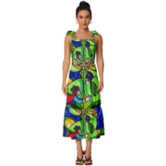 Tie-Strap Tiered Midi Chiffon Dress 