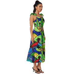 Tie-Strap Tiered Midi Chiffon Dress 