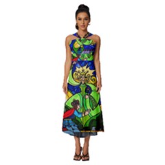 Sleeveless Cross Front Cocktail Midi Chiffon Dress 