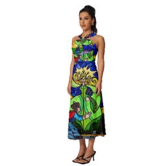 Sleeveless Cross Front Cocktail Midi Chiffon Dress 