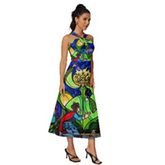 Sleeveless Cross Front Cocktail Midi Chiffon Dress 
