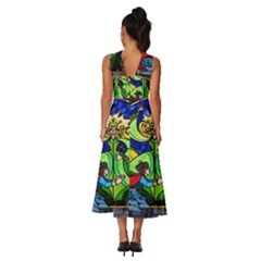 Sleeveless Cross Front Cocktail Midi Chiffon Dress 