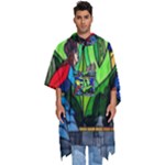 Beauty And The Beast Stained Glass Rose Men s Hooded Rain Ponchos