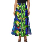 Beauty And The Beast Stained Glass Rose Tiered Ruffle Maxi Skirt