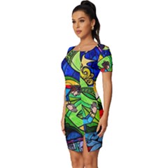 Fitted Knot Split End Bodycon Dress 